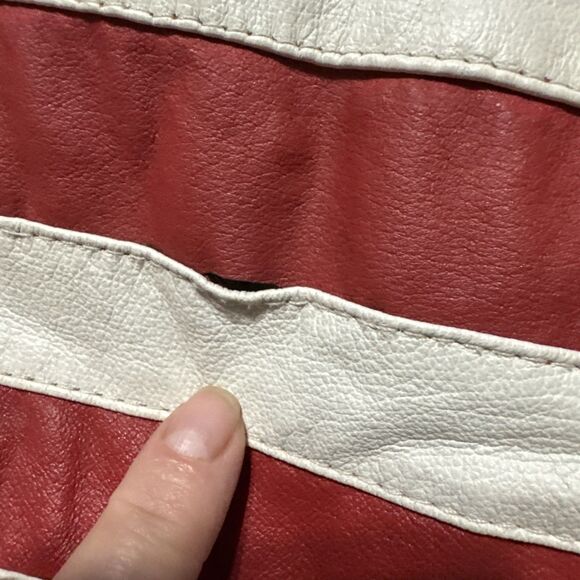 USA Flag Leather Bomber Jacket Men’s Medium USA Down The Sleeves Vintage Biker - Picture 4 of 16